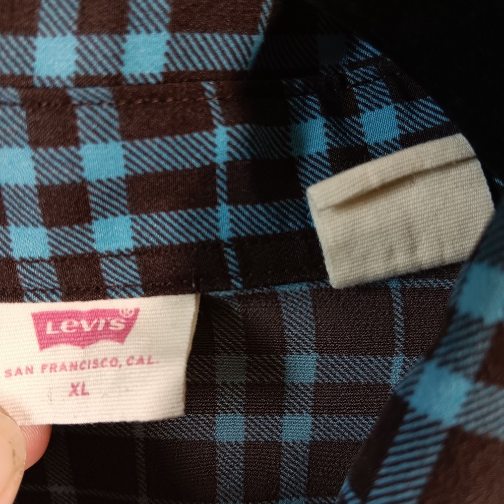 Levi's Flannel Shirt Black Plaid Jasper The Everyday Embroidered Logo Button Up - Picture 4 of 16